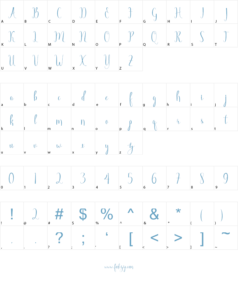 Angelica Free Font Character